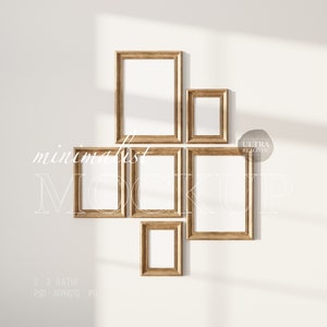 2x3 Six Frame Mockup Bundle, Set Of Six Frame Mockups, Antique Frame Mockup, Frame Gallery Mockup For Oil Painting Mockup Vertical Dark Wood