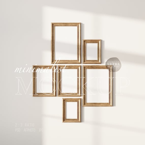 2x3 Six Frame Mockup Bundle, Set Of Six Frame Mockups, Antique Frame Mockup, Frame Gallery Mockup For Oil Painting Mockup Vertical Dark Wood