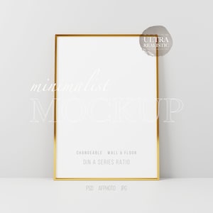 Digital Gold Frame Mockup, Vertical Gold Frame Mockup, Vertical Frame Mockup, Poster Mockup, Branding Poster Mockups, Frame Mockup for DIN A