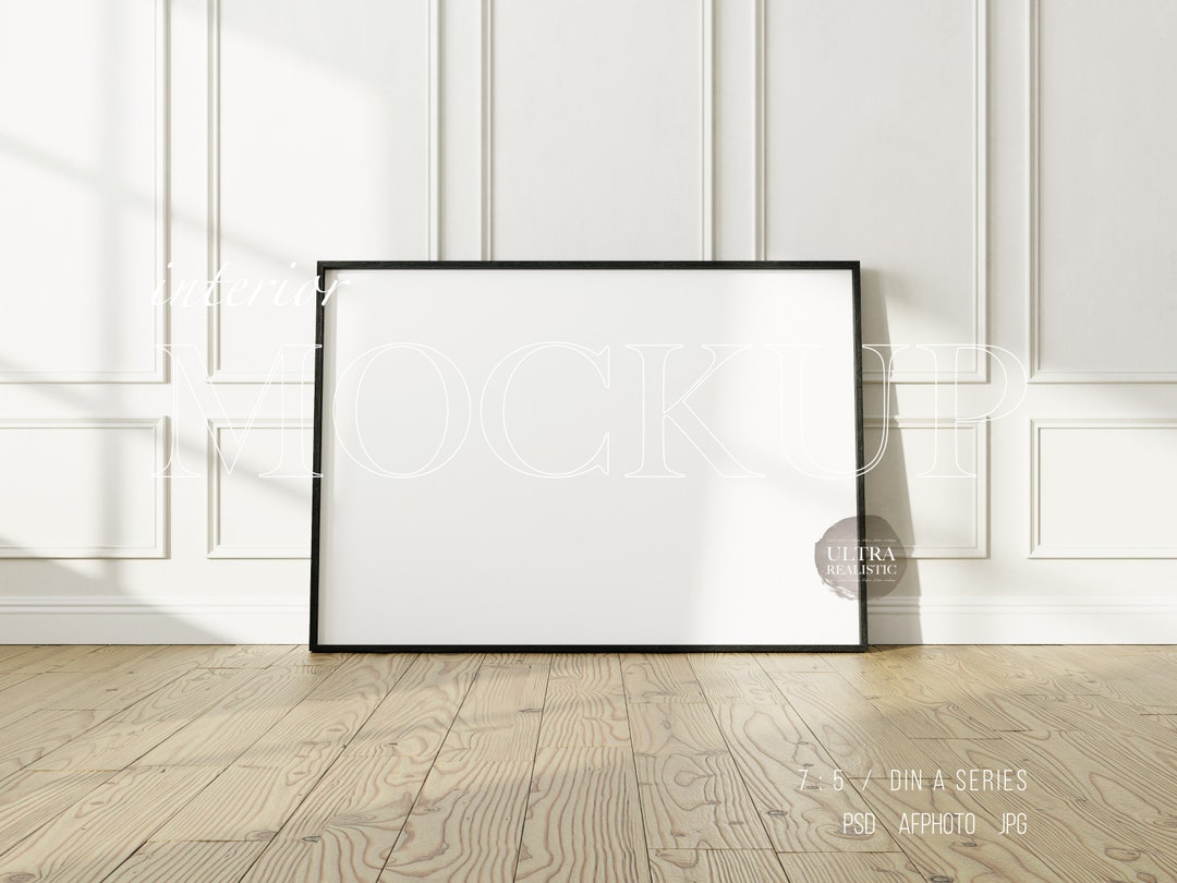 7x5 Black Huge Wood Frame Mockup, Minimalist Interior Scandinavian ...