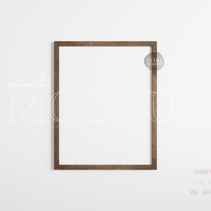 11x14 Dunkelbrauner Holzrahmen Mockup, Antiker Rahmen Mockup, Ländlicher alter Rahmen, Vertikaler Rahmen Mockup, Rustikaler Rahmen Für Vintage Ölfarbe Art
