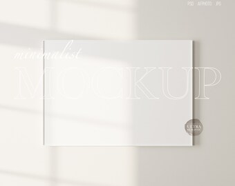 White Thin Frame Mockup, Modern Digital Mockup, Minimalist White Landscape Framed Art Display, Horizontal White Frame Mockup, Poster Mockup