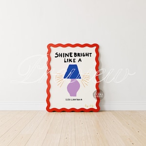 Scarlet Red Wiggle Frame Mockup, 3x4 vertikaler Wackelrand Bilderrahmen, weiblicher digitaler Wandkunst Poster Druck kurviger Rahmen Mockup PSD