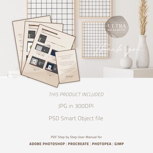 May include: A digital product mockup featuring a framed grid pattern with the text "ULTRA REALISTIC" and the words "Thank you" written below. The mockup is on a white surface with a vase of dried pampas grass.