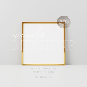 Square Frame Mockup, Gold Sign Mock Up, 10x10 Frame Mockup, Square Gold Frame, Square Frame PSD, Minimalist Frame Mockup, Styled Stock Photo