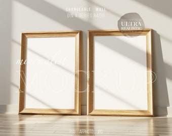 Two Frame Mock up, Vertical Frame Mockup, Set of 2 Frame Mockup, Gallery Wall Mockup, Wood Frame Mockup, Picture Frame Set, Art Sign Mockup