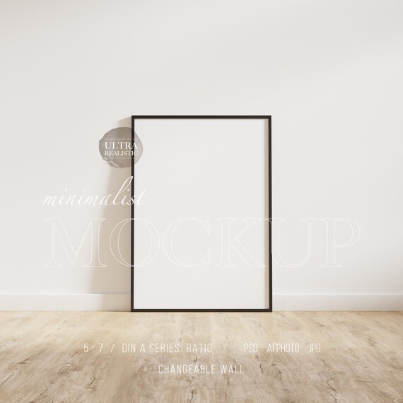 ISO DIN A3 Thin Frame Mockup, Black Frame Mockup, Vertical Frame Mockup, 5x7 Frame Mockup Photoshop, Shadow Light Digital Frame Poster Print