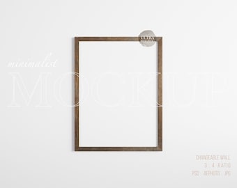 3x4 Rural Old Frame, Dark Brown Wooden Frame Mockup, Antique Frame Mockup, Vertical Frame Mockup, Rustic Frame For Vintage Oil Paint Art