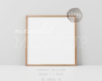 Square Frame Mockup, Wood Sign Mock Up, 10x10 Frame Mockup, Square Wood Frame, Square Frame PSD, Minimalist Frame Mockup, Styled Stock Photo