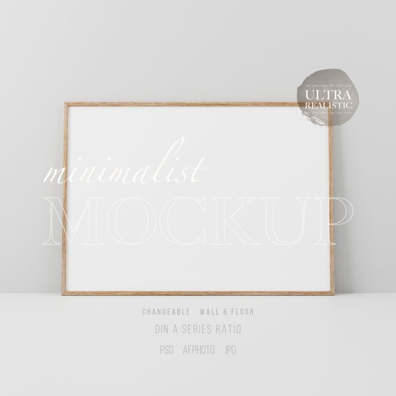 Thin Wood Frame Mockup DIN, Horizontal Frame Mockup, Frame Mockup DIN A 4, Digital Frame Mockup, Digital Frame For Print, Wallpaper Mockup