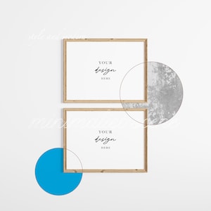 Double Horizontal Wooden Frame Mockup 3x4 Wall Art Frame Mockup, 2 Antique Frames Mockup Posters Prints Digital Download Photo Frame Mockup