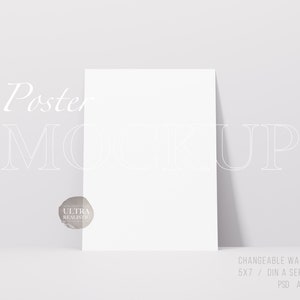 Maqueta de póster A4 A3, maqueta de exhibición de arte de póster simple 5x7, maqueta de impresión de póster vertical minimalista moderno, maqueta de papel de registro de entrenamiento digital