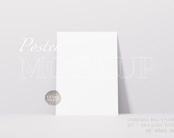 A4 A3 Poster Mockup, 5x7 Simple Poster Art Display Mockup, Modern Minimalist Vertical Poster Print Mockup, Digital Workout Log Paper Mockup