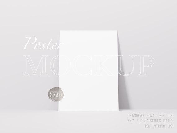 A4 A3 Poster Mockup, 5x7 Simple Poster Art Display Mockup, Modern Minimalist Vertical Poster Print Mockup, Digital Workout Log Paper Mockup