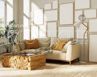 Gallery Wall Frame Mockup, DIN A Frame Mockup, Digital Frame Mockup, Mockup for Printable Wall Art Posters, Modern Design Wood Frame Mockup