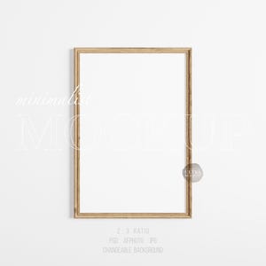 Houten lijstmodel, modern digitaal model, 2 x 3 kunstlijstmodel, minimalistische houten ingelijste kunstweergave, eenvoudige verticale lijstsjabloon PSD