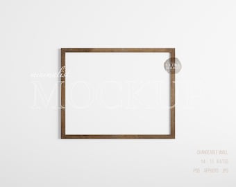 14x11 Dark Brown Wooden Frame Mockup, Antique Frame Mockup, Rural Old Frame, Horizontal Frame Mockup, Rustic Frame For Vintage Oil Paint Art