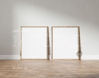 Two Frames, 4x5 Frame Mockup, Wooden Frames Mockup, Scandinavian Frame Mockup For Prints Wall Art, Digital Frame Vertical, 2 Frame Mock up