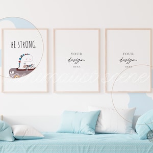 Conjunto de 3 marcos interiores de guardería para niños, dormitorio digital para niños, maqueta de marco de madera vertical de 5x7 para exhibición de arte de pared, maqueta limpia simple