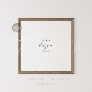 Quadratischer Rahmen Mockup, Styled Rahmen Mockup für Kunst, Antiker Rahmen Mockup, Dunkles Holz Kunst Mockup, 10x10 Rahmen Mockup, Brauner Rahmen Mockup Vintage