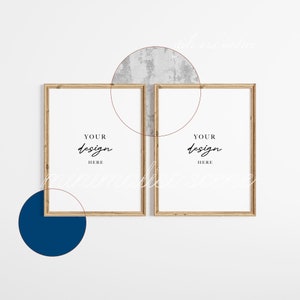 Double Wooden Frame Mockup, Two 3x4 Vertical Styled Frame Mockup, Minimalist Frame Mock Up For Poster, Digital Instant Download Mockup