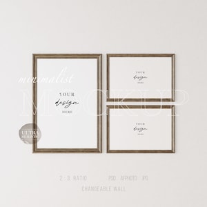 Set of 3 Frame Mock ups, Antique Frame Mockup, Dark Wood Frame Mockup, 2:3 Frame Mockup, Wall Art Mockup, Styled Frame Mockup For Posters