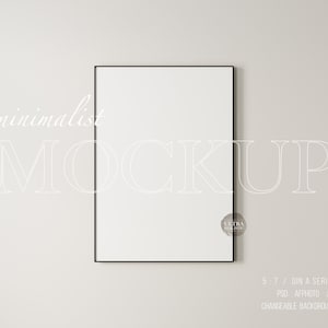 Black Thin Frame Mockup, 5x7 Modern Digital Mockup, Minimalist Black Portrait Framed Art Display, Vertical Black Frame Mockup, Poster Mockup