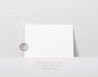 A4 A3 Poster Mockup, 7x5 Simple Poster Display Mockup, Modern Minimalist Horizontal Poster Print Mockup, Digital Workout Log Paper Mockup