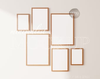 Zestaw makiet ram 5x7 Zestaw makiet ram, 6 ram, makiet ściennych galerii ram, rama z jasnego drewna, rama z drewna klonowego, minimalistyczny zestaw ram