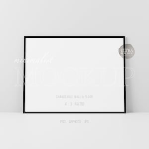 4x3 Horizontal Frame Mockup, Minimalist Frame Mockup, Thin Black Frame Mockup, Poster Mockup, Frame Mockup for Print, Frame Mockup for Art