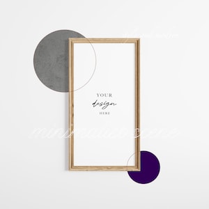 Vertical Mockup Frame, 2x1 Wood Frame TV Art Frame Mockup, Digital Poster Mockup, Styled Frame Mock up, Instant Download Art Frame Mockup
