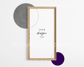 Vertical Mockup Frame, 2x1 Wood Frame TV Art Frame Mockup, Digital Poster Mockup, Styled Frame Mock up, Instant Download Art Frame Mockup