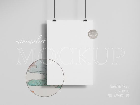 A4, A3 Poster Mockup, 5x7 Minimal Wall Art Display Mockup, Modern Poster Hanger Mockup, Simple Calendar Mockup, Customizable Prints Mockup