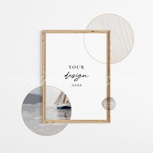 Single 5x7 Wooden Frame Mockup, Vertical Styled Frame Mockup, Minimalist Frame Mock Up for Wall Art, Digital Instant Download Mockup