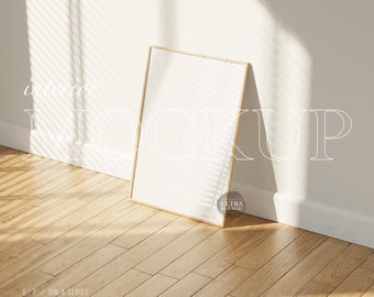 5x7 Wood Frame Mockup, Mid Century Modern Interior Mockup, Huge Scandinavian Prints Minimalist Interior Mockup, Large Leaning Frame Mockup
