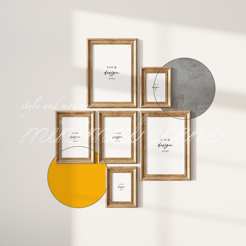 2x3 Six Frame Mockup Bundel, Set van zes Frame Mockups, Antieke Frame Mockup, Frame Gallery Mockup voor olieverfschilderij Mockup Verticaal Donker Hout afbeelding 2