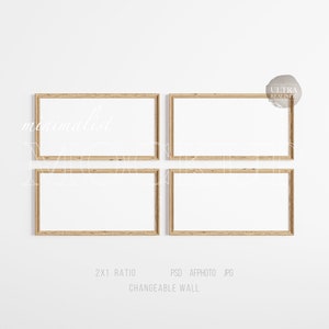 Wood Frame Mockup Set of 4 2:1 TV Art Frame Mockup, Wooden Frame Mockup, Horizontal Styled Frame Mock up, Instant Download Art Frame Mockup