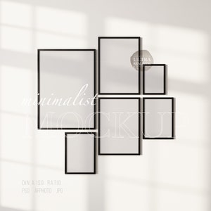 Frame Mockup Bundle 5x7 Ratio Set Of Frame Mockups, 6 Frames, Frame Gallery Mockup, Modern Frames, Poster Mockup Photoshop, Thin Black Frame