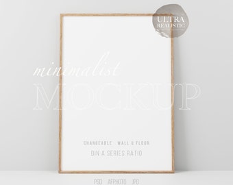 Minimalist Frame Mockup, Vertical Wooden Frame Mockup, Vertical Frame Mockup, Poster Mockup, Frame Mockup for Print, Frame Mockup for DIN A