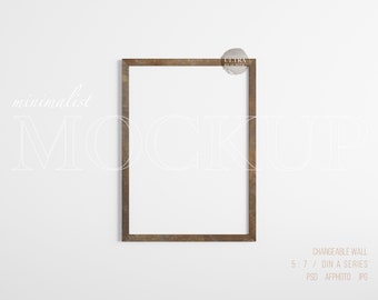 5x7 Rural Old Frame, Dark Brown Wooden Frame Mockup, Antique Frame Mockup, Vertical Frame Mockup, Rustic Frame For Vintage Oil Paint Art