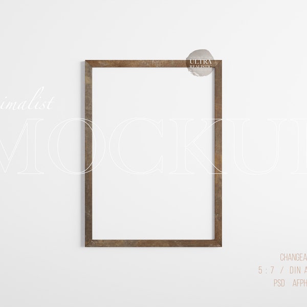 5x7 landelijke oude frame, donkerbruin houten frame mockup, antieke frame mockup, verticale frame mockup, rustiek frame voor vintage olieverf kunst