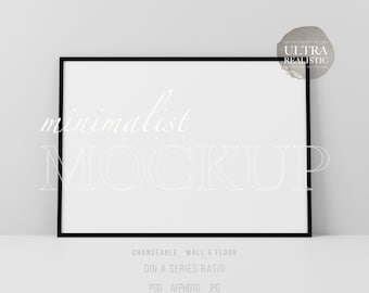 Thin Black Frame Mockup DIN, Horizontal Frame Mockup, Frame Mockup DIN A 4, Digital Frame Mockup, Digital Frame For Print, Wallpaper Mockup