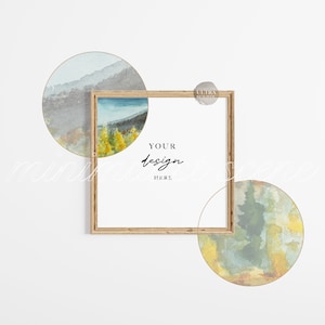 Single 10x10 Wooden Frame Mockup, Square Styled Frame Mockup, Minimalist Frame Mock Up for Wall Art, Digital Instant Download Mockup