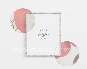 Distressed White Painted Frame Mockup, 4x5 Frame Mockup on Wall, White Rustic Picture Frame, Old Weathered Frame, Modern Digital Mockup PSD