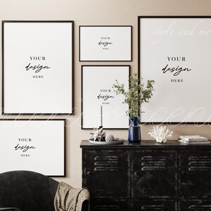 5 Frame Mockup, Gallery Wall Frame Mockup, Mixed Frame Mockup, Mockup For Printable Poster, Digital Frame Mockup, Modern Interior Mockup