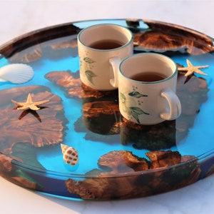 Handmade Japanese Resin Wood Tea Tray & Coaster