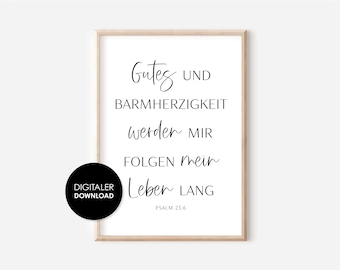 Christian poster GOODNESS AND MERCY Psalm 23 Digital Download Bible Verse Bible Verse Poster Christian Gift Girlfriend Bible
