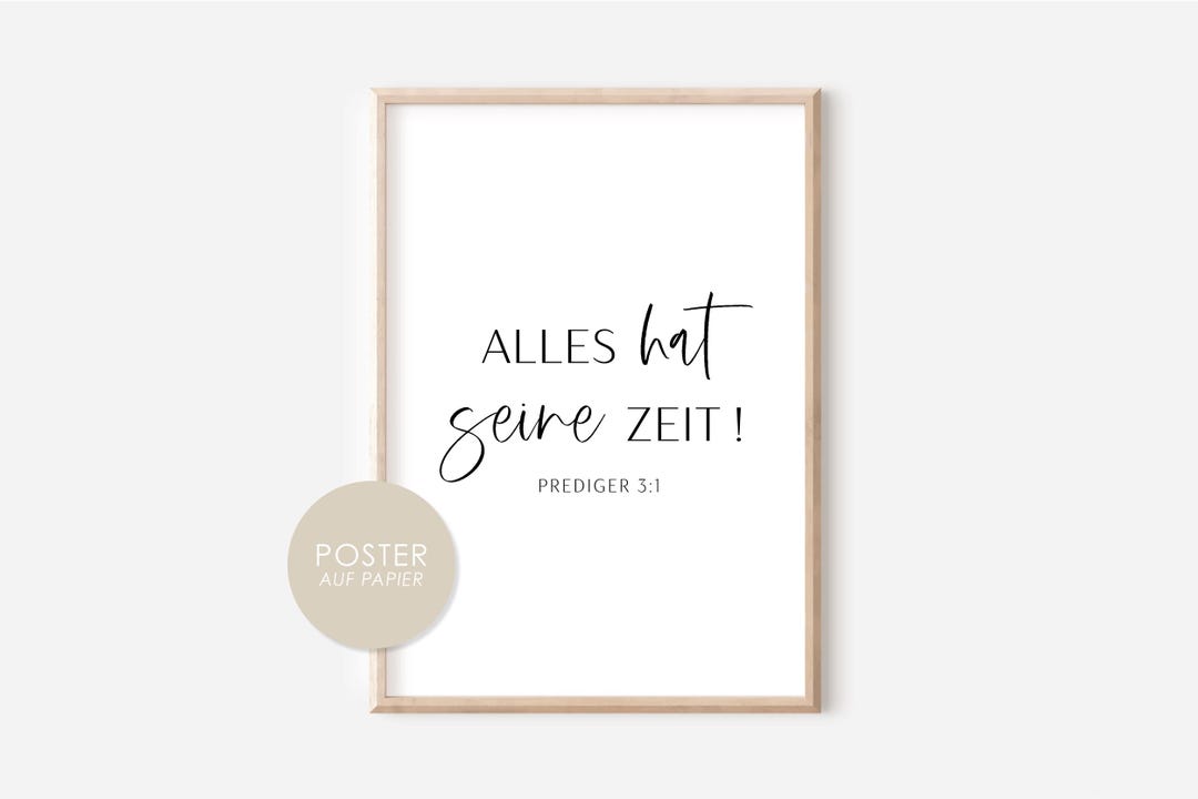 Prediger 3 Christliches Poster ALLES HAT seine ZEIT Prediger 3,1 Trauerkarte ...