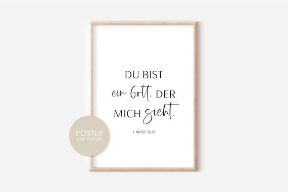 christliches Poster DU bist ein GOTT der mich SIEHT Jahreslosung 2023 Gott sieht dich Bibelvers A4 Poster A3 Print christliches Geschenk