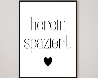 Herein Spaziert Bild Flur Poster Sprüche Schwarz Weiß Hausflur Deko Poster Eingang Bild Hausflur Einzug Bild